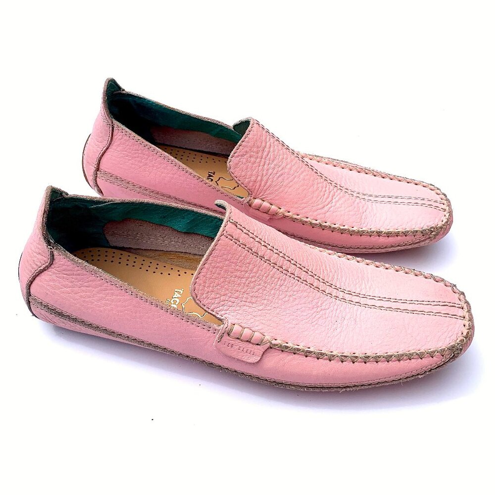 VTG Ted Baker Accelerated Men’s Pink Leather Slip-On Loafers US 10